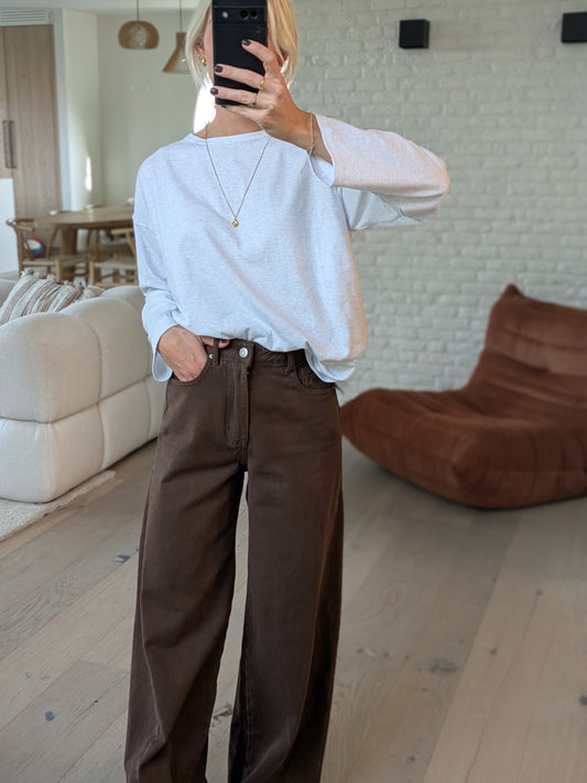 DEUXPOURDEUX THE LABEL - Olivia longsleeve tee white melange