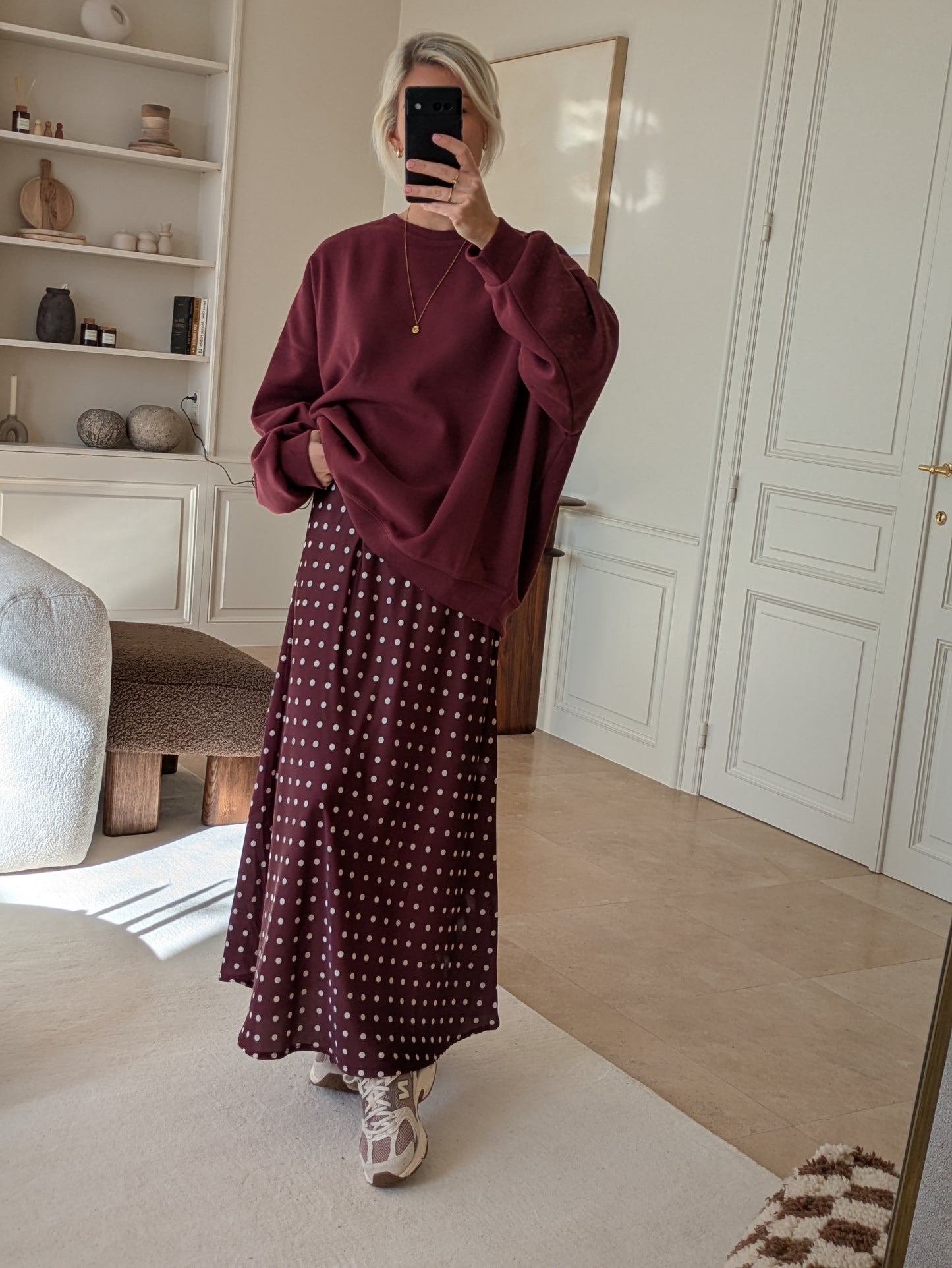 Dot skirt burgundy
