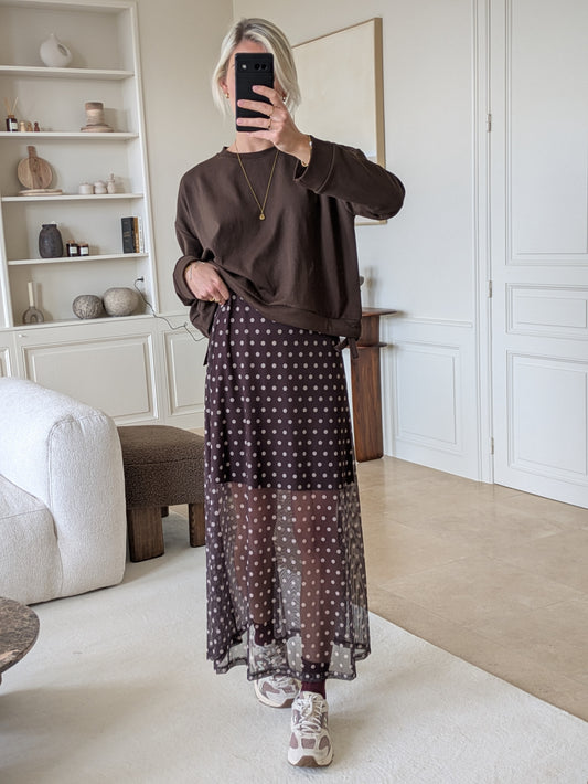 Dot skirt brown