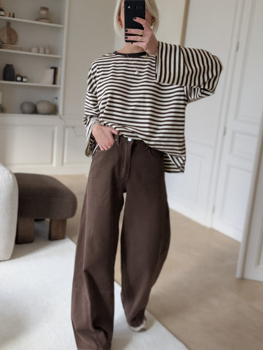 Mirthe striped pull choco
