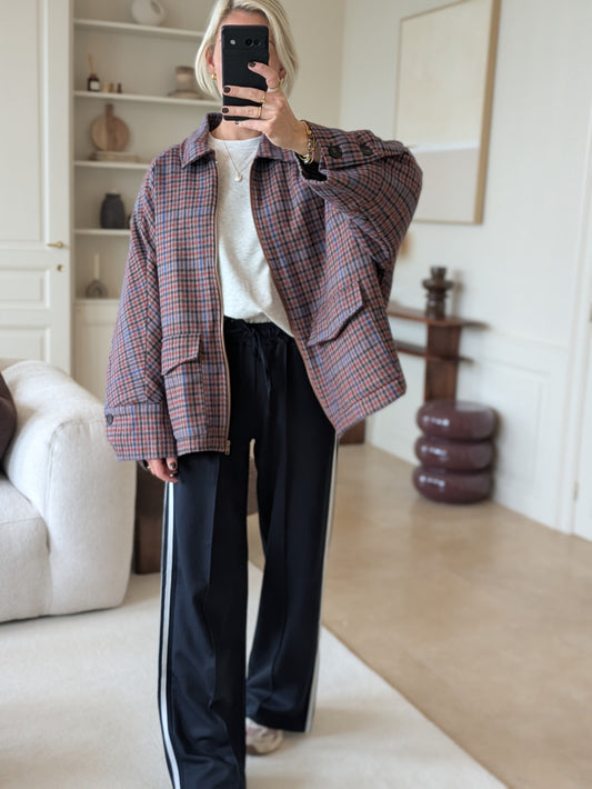 Check burgundy/navy jacket