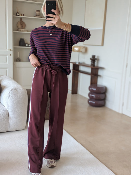 Marie striped pull burgundy/navy
