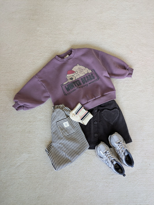 Sleeping bear sweater purple