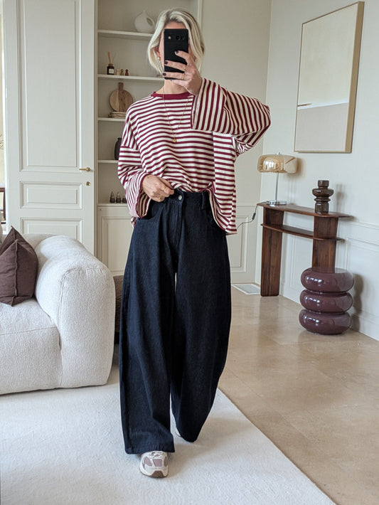 Mirthe striped pull burgundy