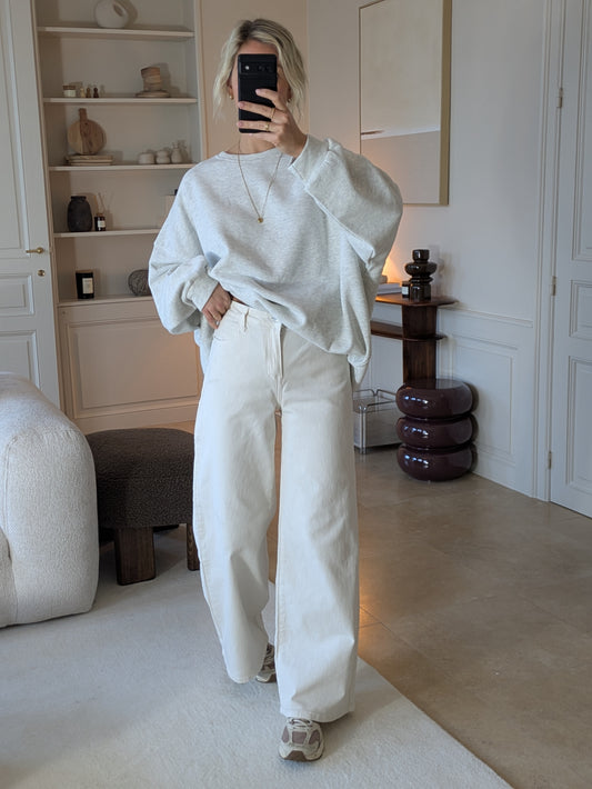 Soft ribble sweater white melange