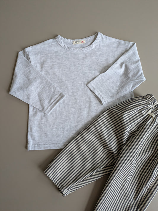 Basic long sleeve tee white melange