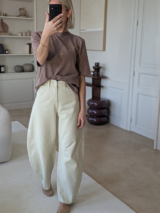 Washed padding t-shirt chocolat