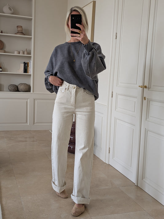 Striped jeans cream