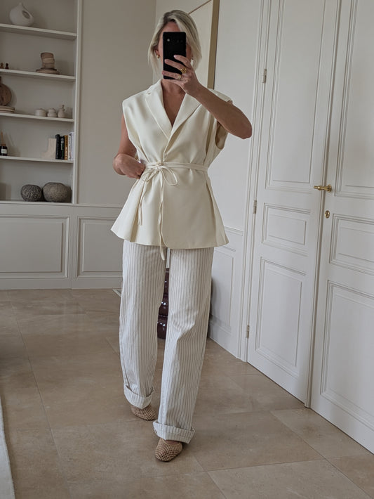 Short sleeve blazer cream