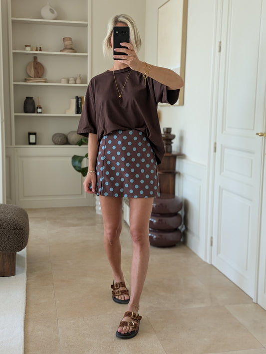 Dot skort brown