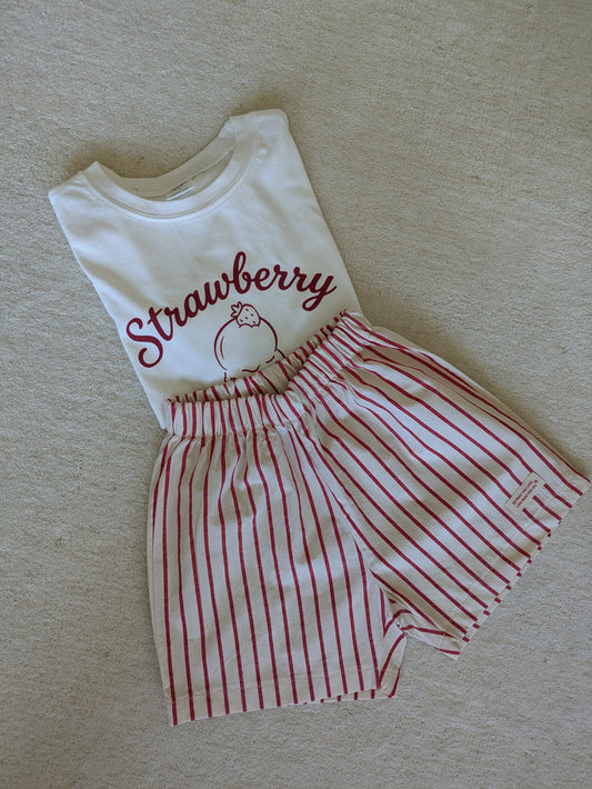 Striped short red