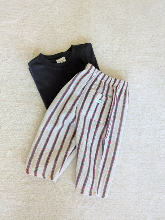 Striped pants red