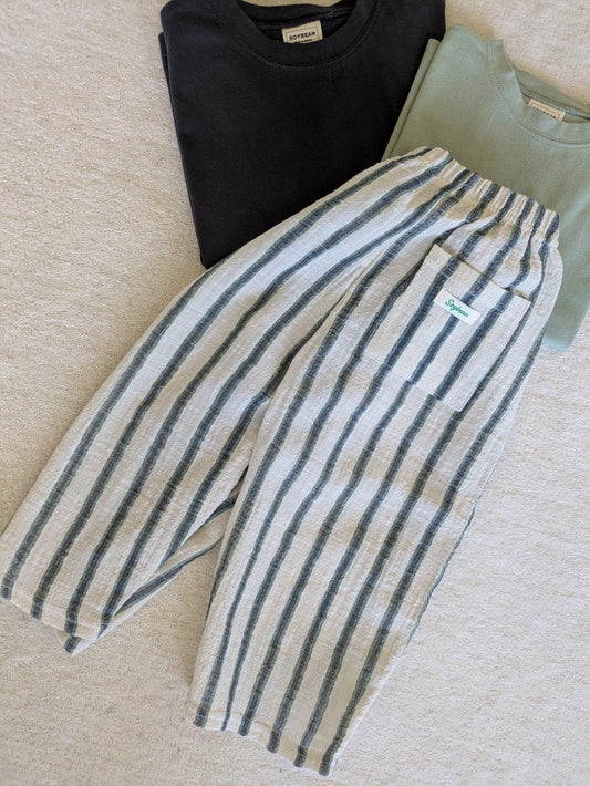 Striped pants green