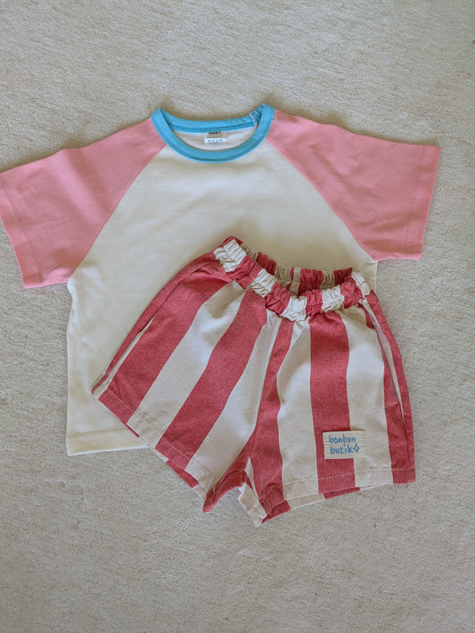 Striped short red