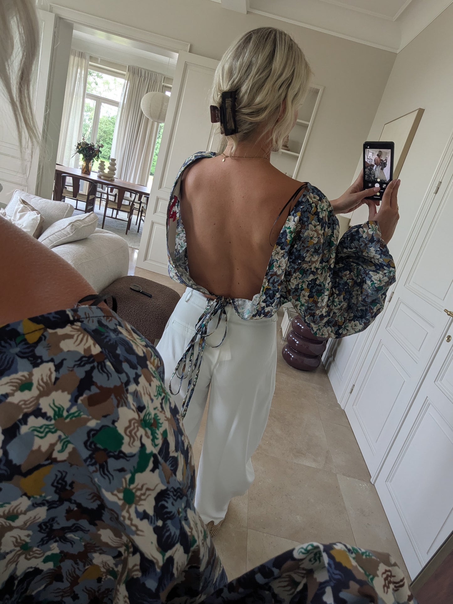 Open back flower blouse