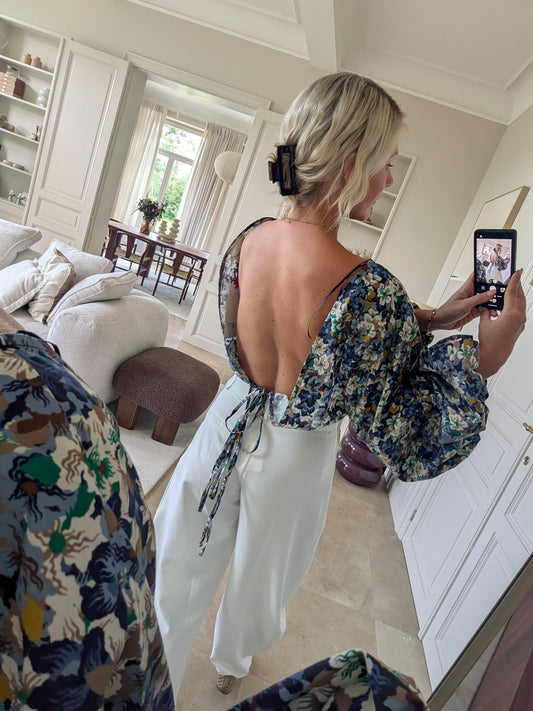 Open back flower blouse