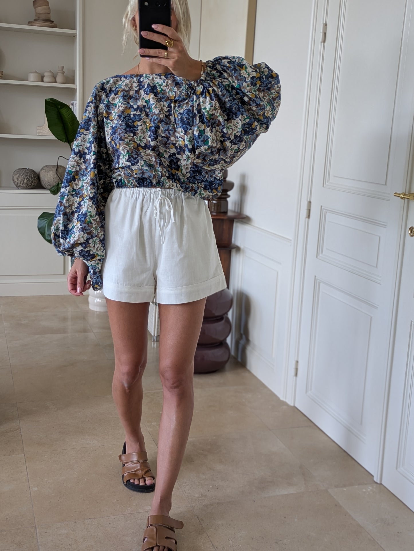 Open back flower blouse