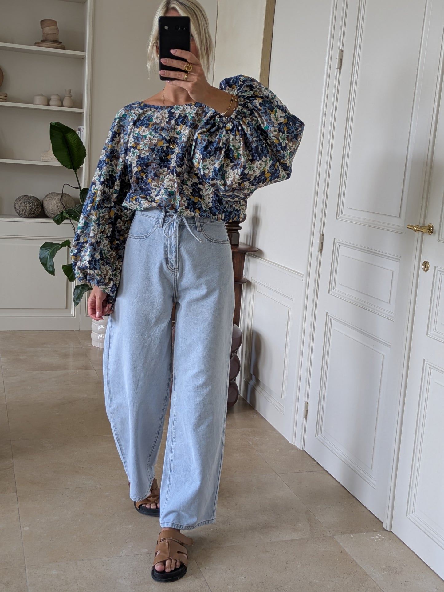 Open back flower blouse