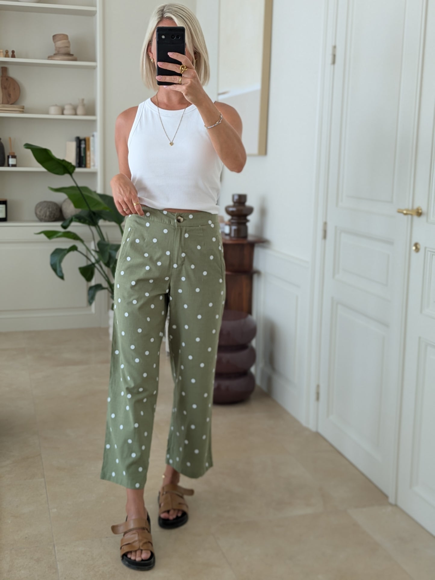 Polkadot pants green