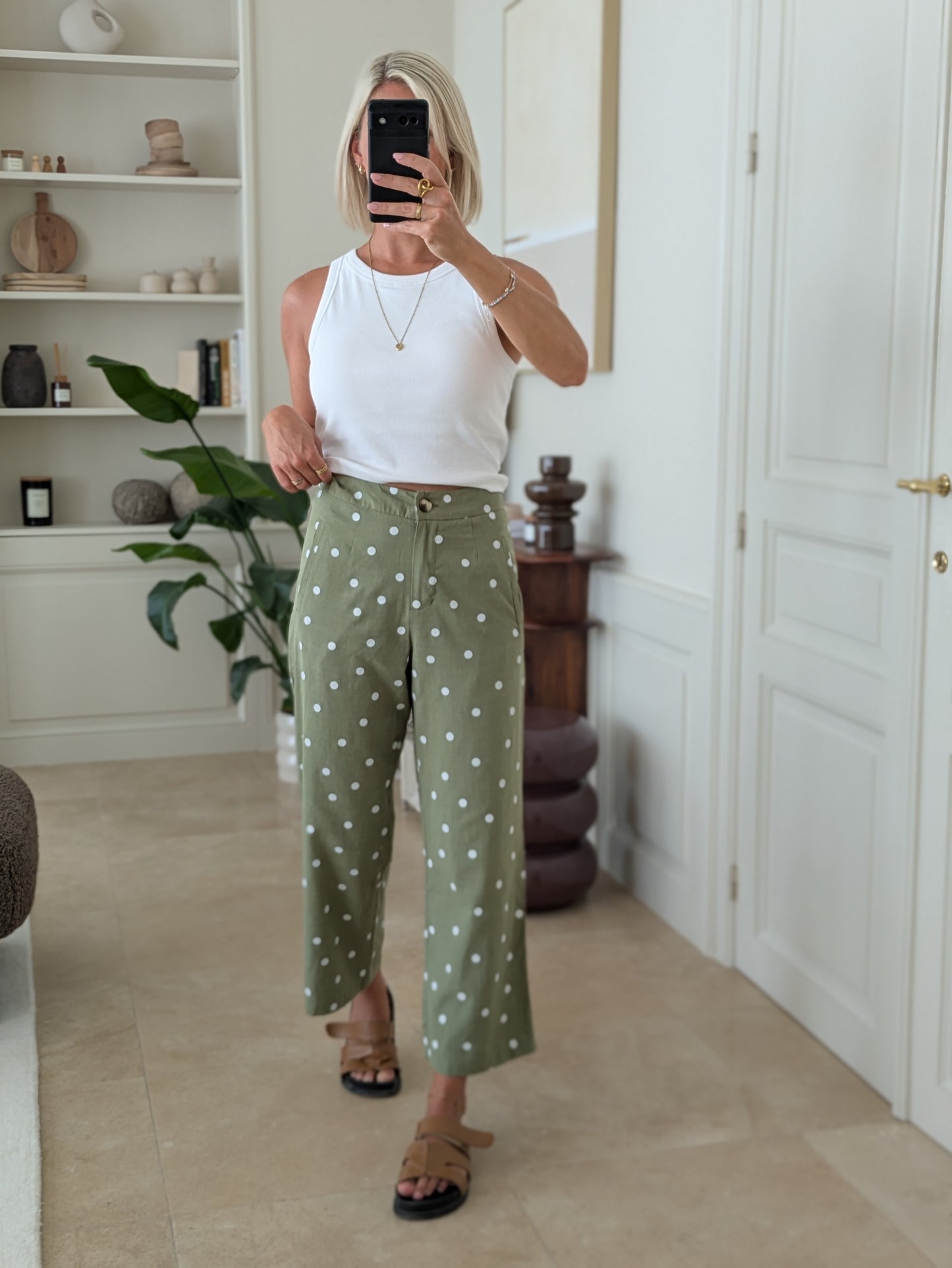 Polkadot pants green