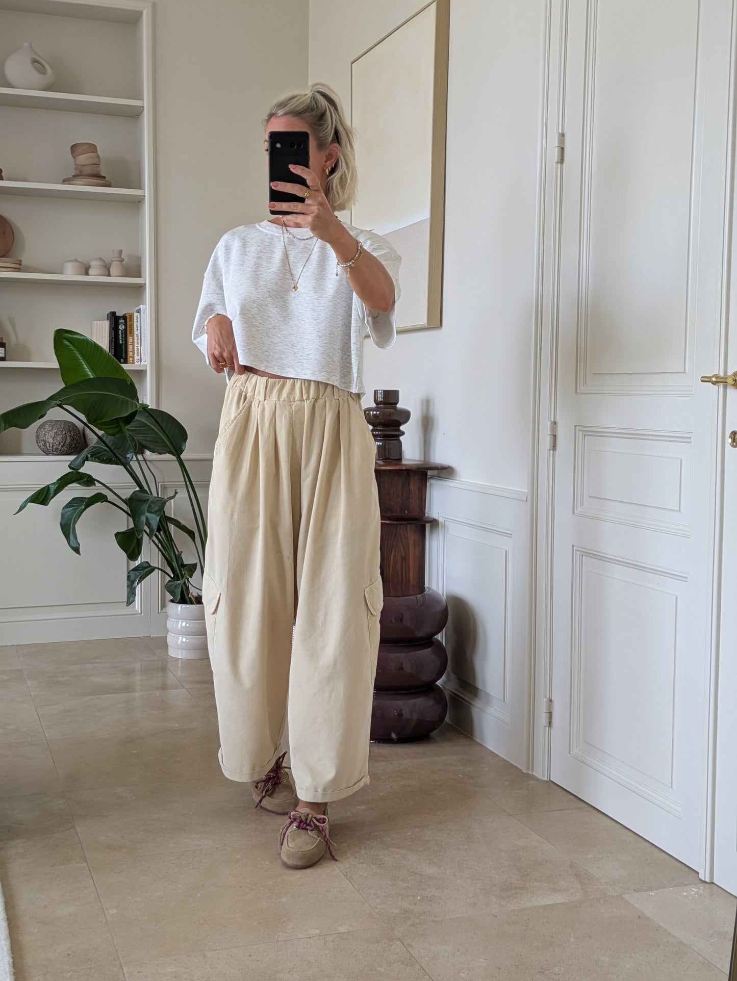Fien cropped tee white melange