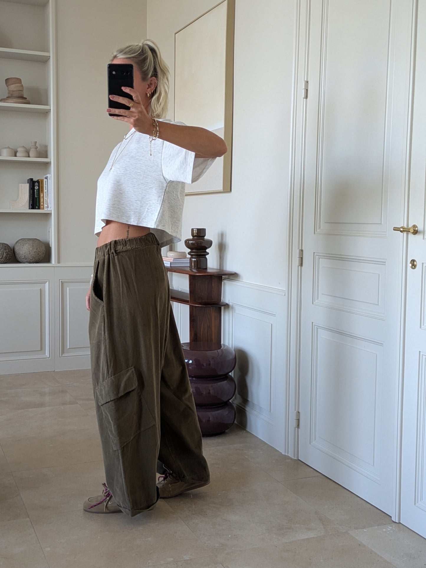 Fien cropped tee white melange