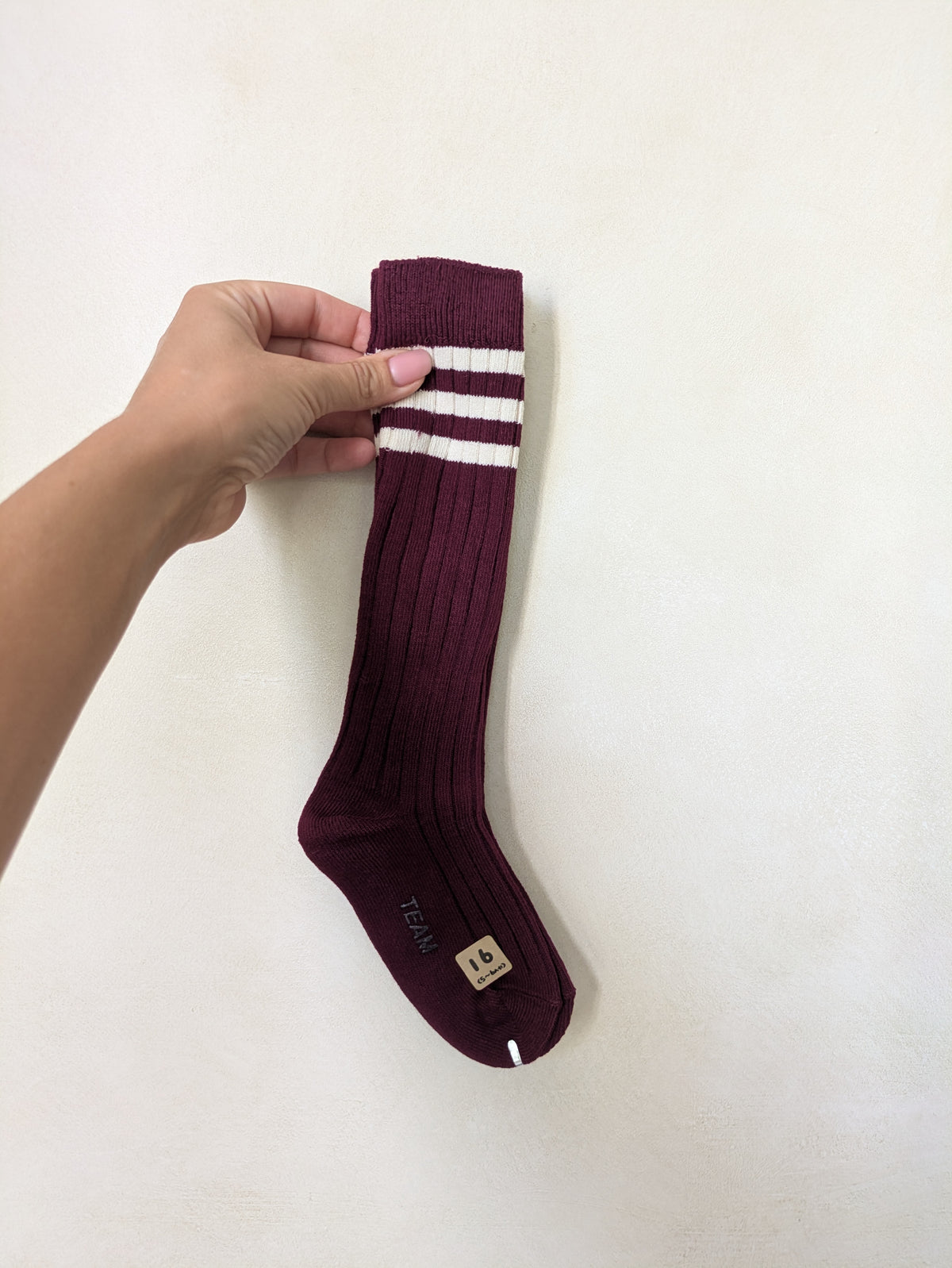 Ribbed knee socks wine