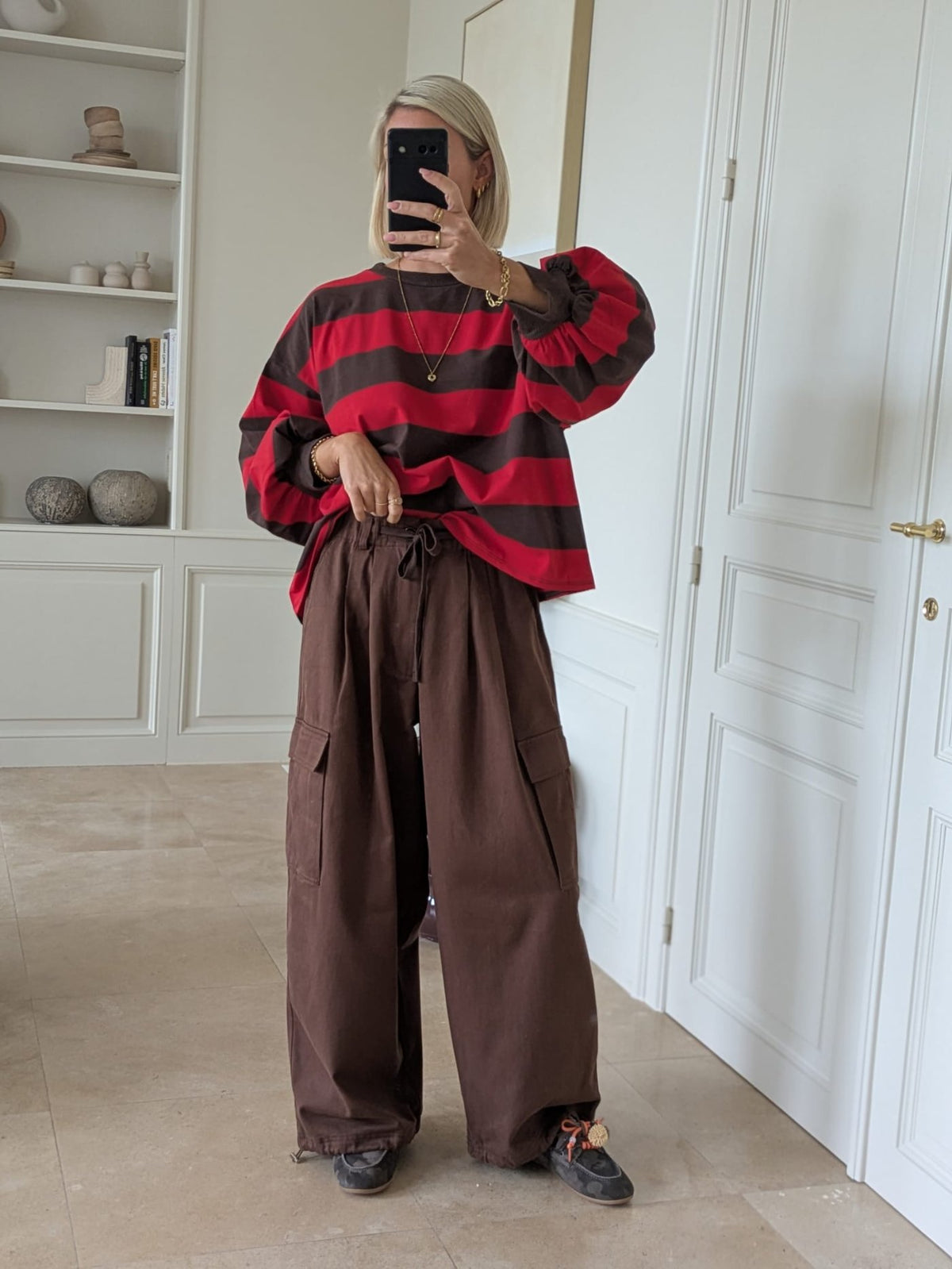 Caro striped sweater red/choco
