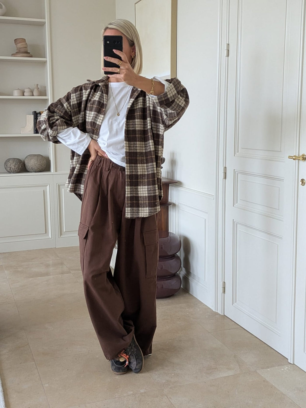 Check shirt brown