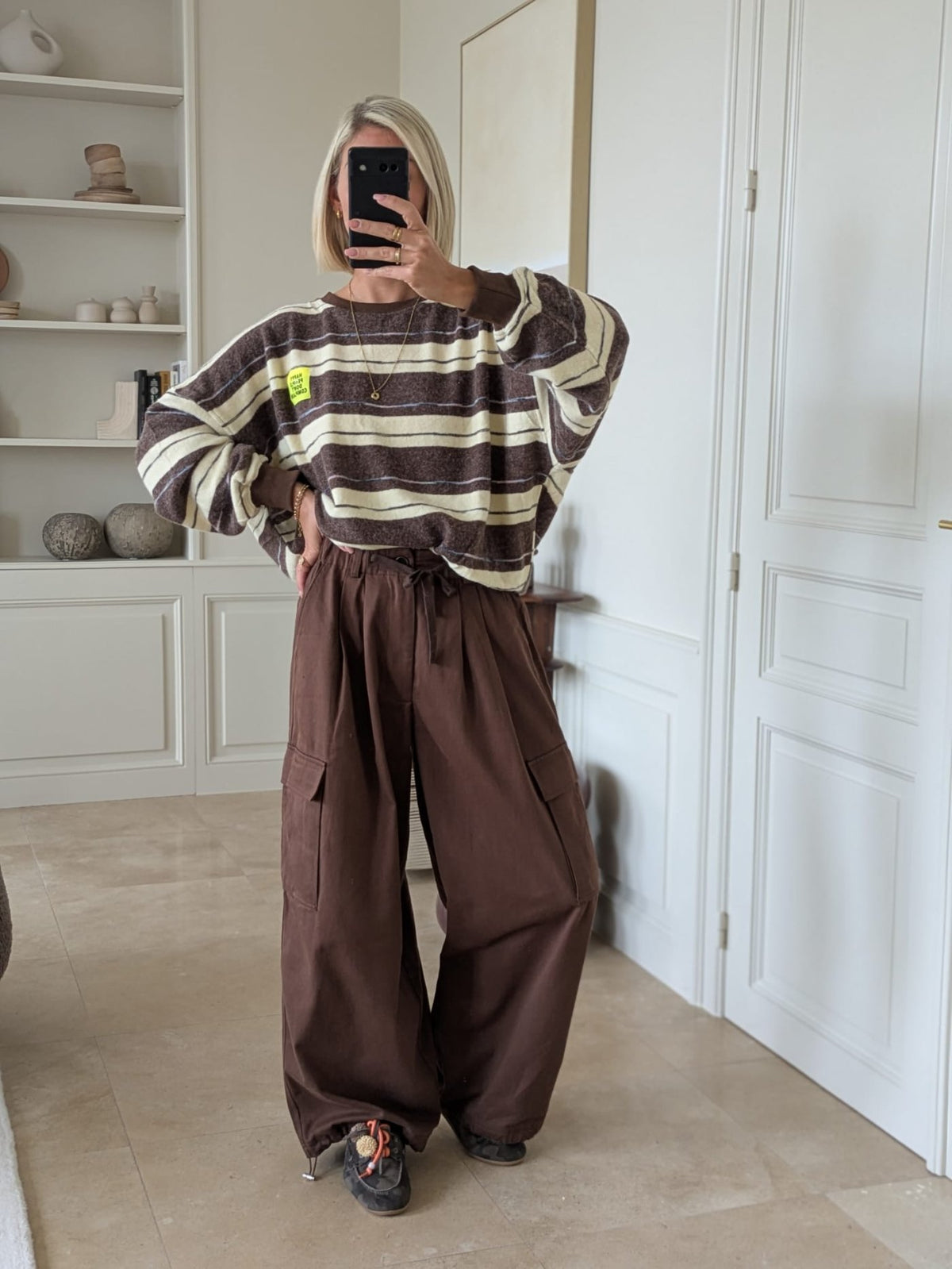 Fien striped sweater yellow/choco