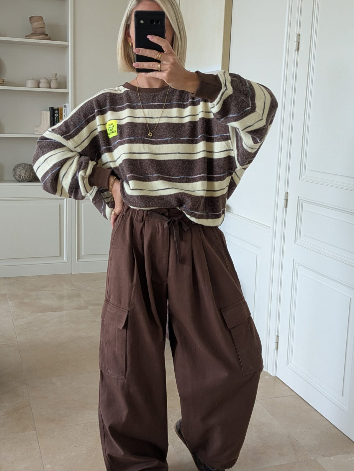 Fien striped sweater yellow/choco
