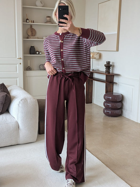 Marie striped gilet gray/burgundy