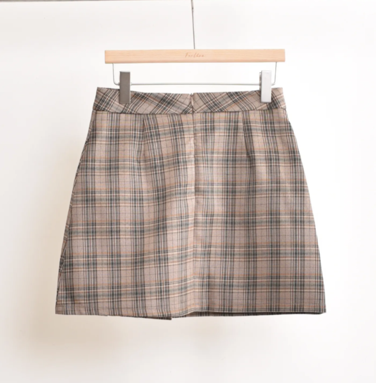 Check skirt beige
