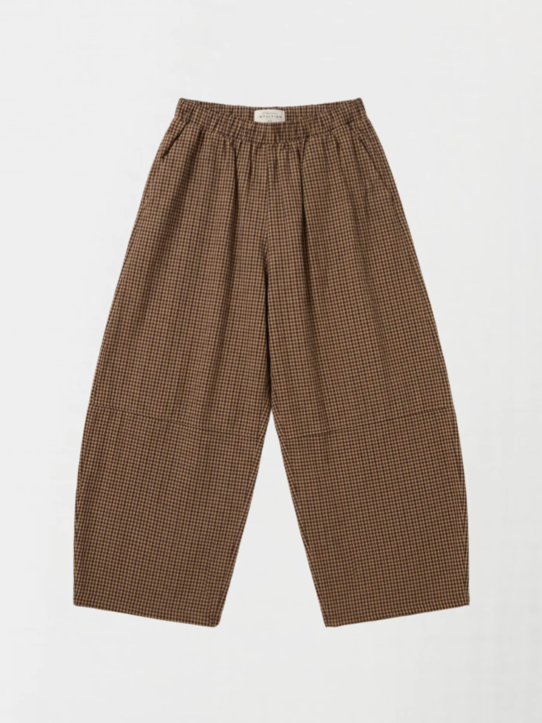 Caro balloon check pants camel