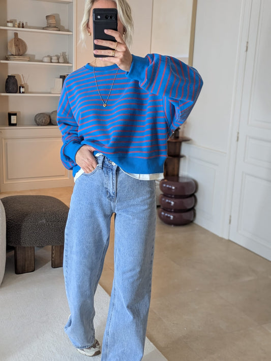 Fien striped sweater blue-red