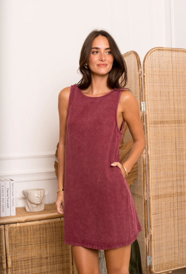 Open back dress bordeaux - levering op woensdag 15 juli