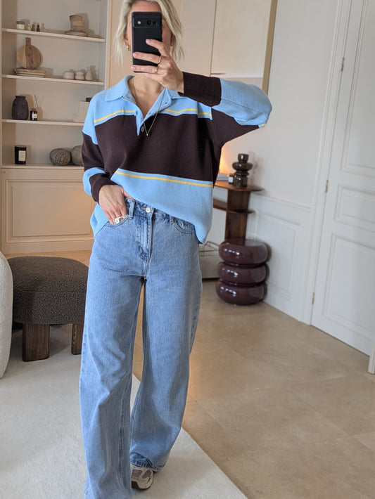 Saar striped pull blue-choco