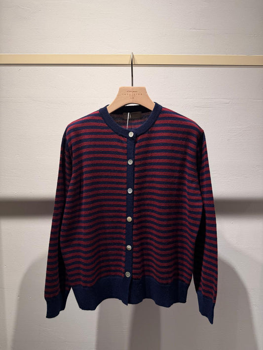 Marie striped gilet navy/burgundy