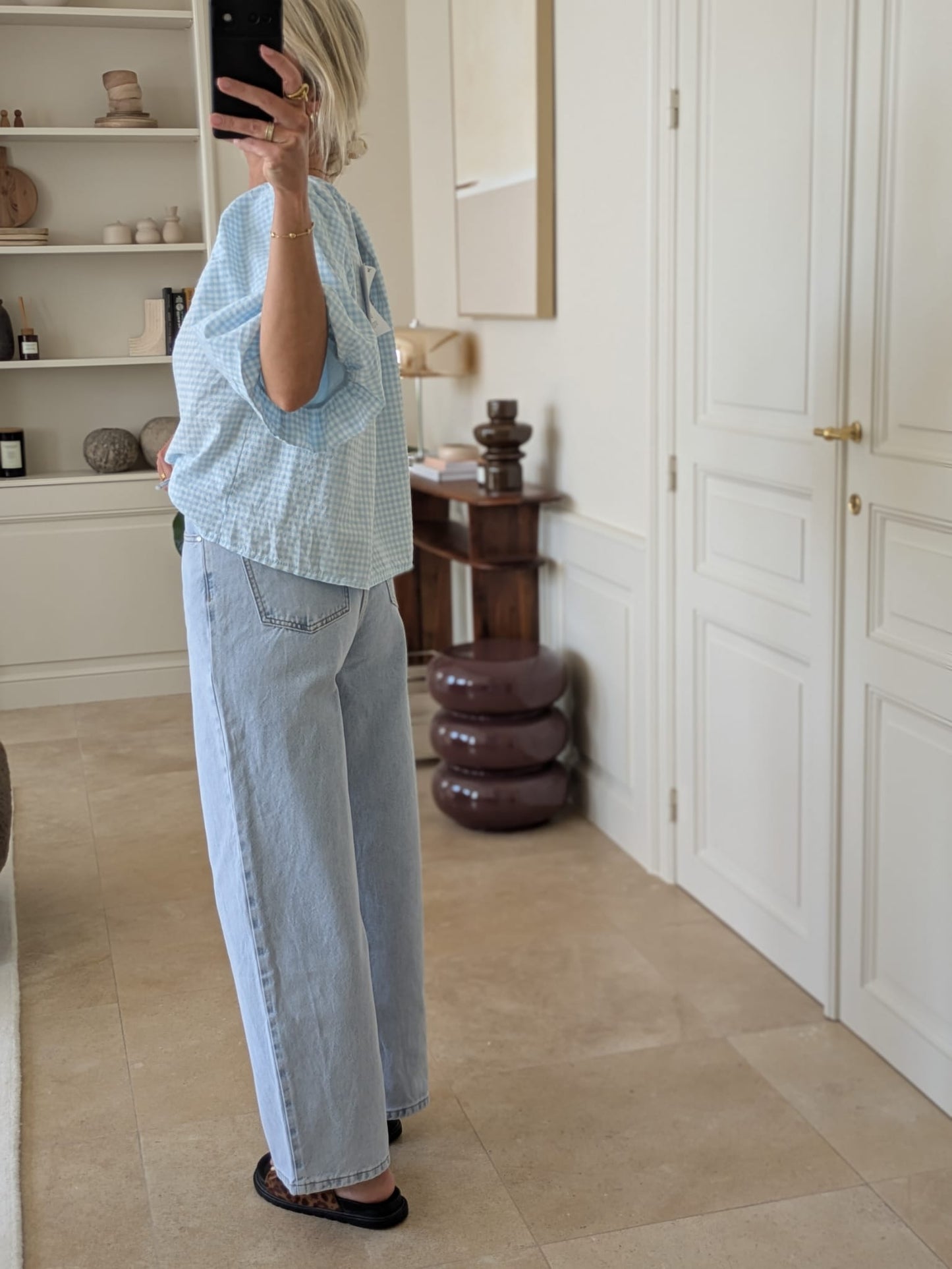 Balloon blouse light blue